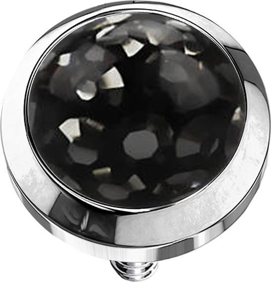Actual product image Star Piercing Dermal Anchor crystal dome black epoxy protective coating (without brass, Surgical steel 316L)