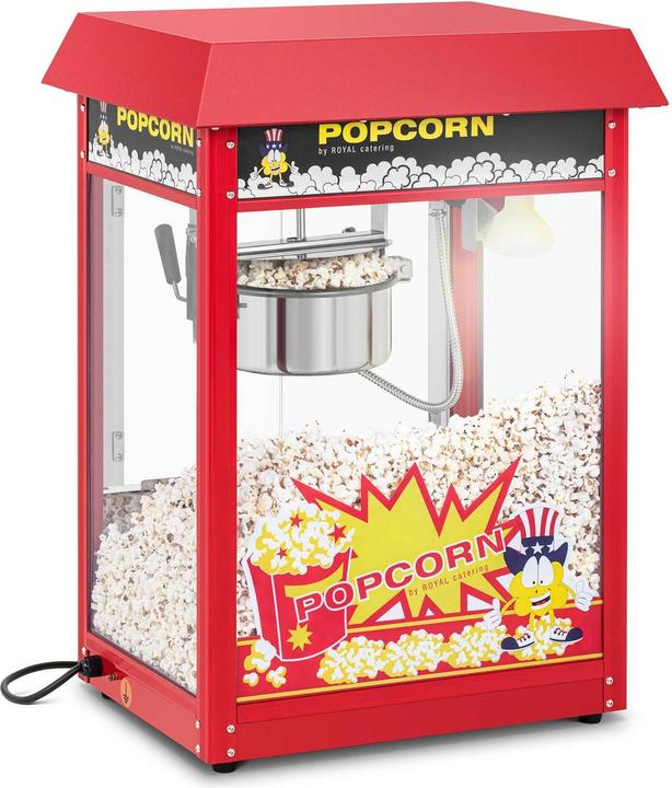 Produktbild Royal Catering Kleine Popcornmaschine - 1600W Leistung, Edelstahl, gehärtetes Glas und Teflonmaterial