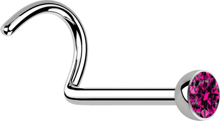 Image du produit Star Piercing Clous de nez courbes argentés avec cristal fuchsia (Acier chirurgical 316L, sans laiton)