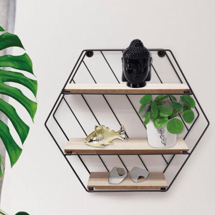 Actual product image Casativo Metal and wood hanging shelf, black, brown (31 x 9 x 35 cm)