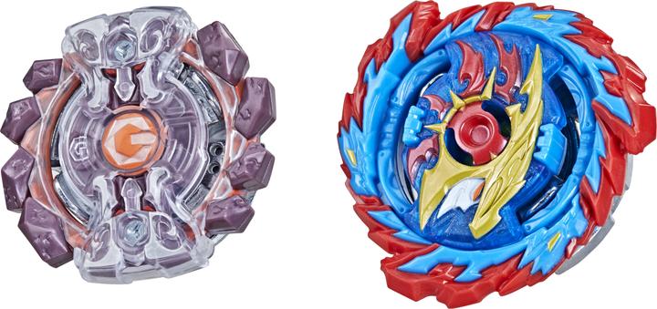 Actual product image Hasbro eyblade Burst Surge Speedstorm Mirage Helios H6 und Gaianon G7 (English, French, German, Italian)