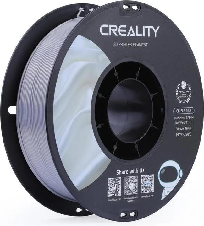 Actual product image Creality Filament PLA, Silk Silver, 1.75 mm, 1 kg (PLA, 1.75 mm, 1000 g, Silver)