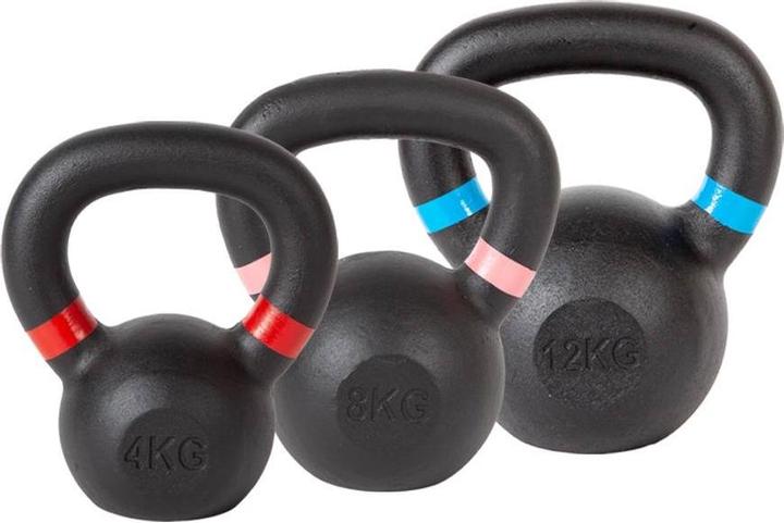 Fitcom CastIron Kettlebell Set (1 x 4 kg, 1 x 8 kg, 1 x 12 kg)