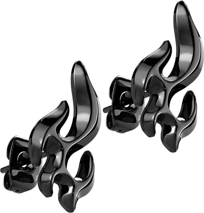 Produktbild Star Piercing Ohrstecker schwarz Flamme (Chirurgenstahl 316L, Titan G23ohne Messing)
