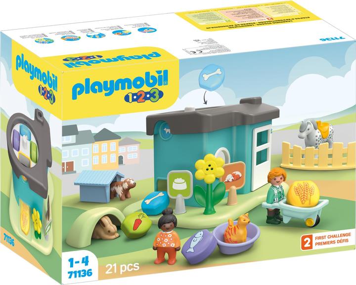 Image du produit Playmobil 71136 1.2.3 : Pension pour animaux avec distributeur de nourriture (71136, Playmobil 1.2.3)
