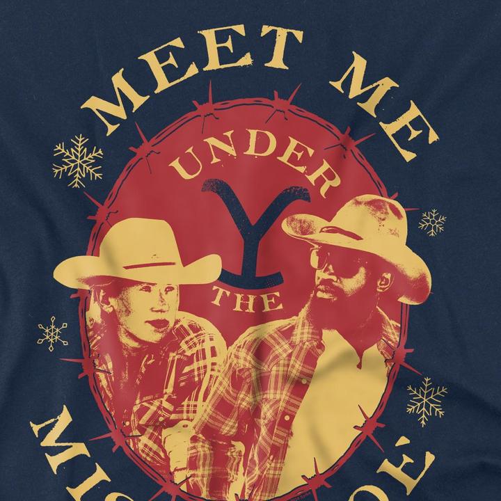 Actual product image Yellowstone Mens Meet Me Under The Mistletoe Christmas T-Shirt (XXL)