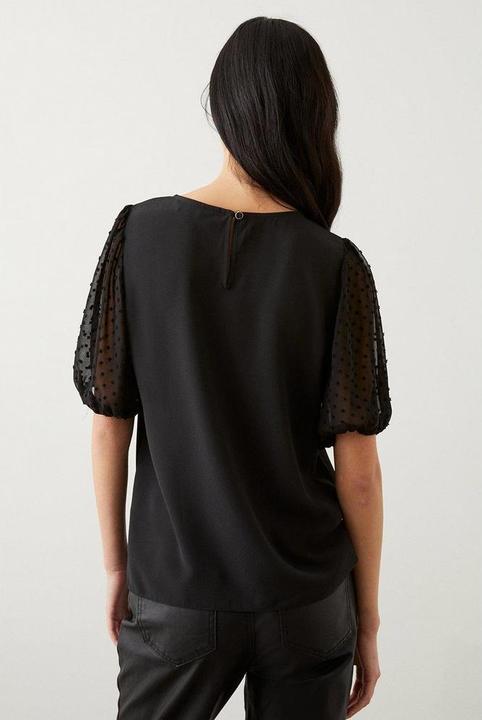 Produktbild Dorothy Perkins Dobby Gepunktete Chiffon Kontrastärmel Bluse (44 D)