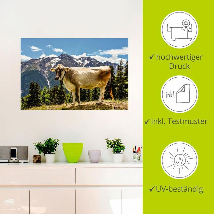 Produktbild Artland Bergkuh in den Alpen im Sommer T1NN (90 x 60 cm)