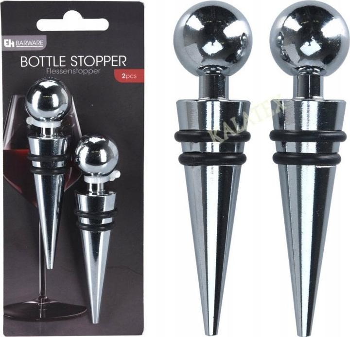 Excellent Houseware Flaschenverschluss 2er-Set, verchromtes Metall (Weinverschluss)