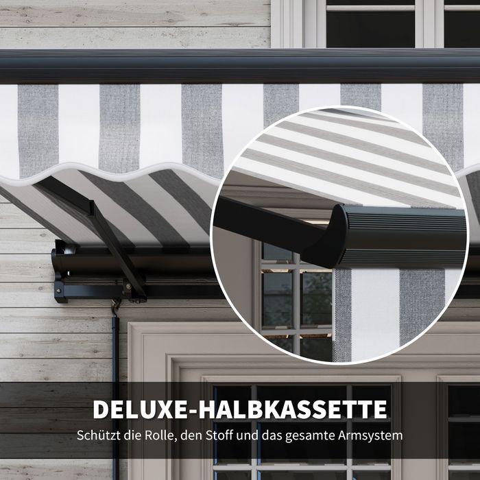 Produktbild Swisshandel24 Balkonmarkise, 350x250x150cm, UV30+ beständig, mit Fernbedienung, Handkurbel, Verstellbare Kassetten (2.50 m)