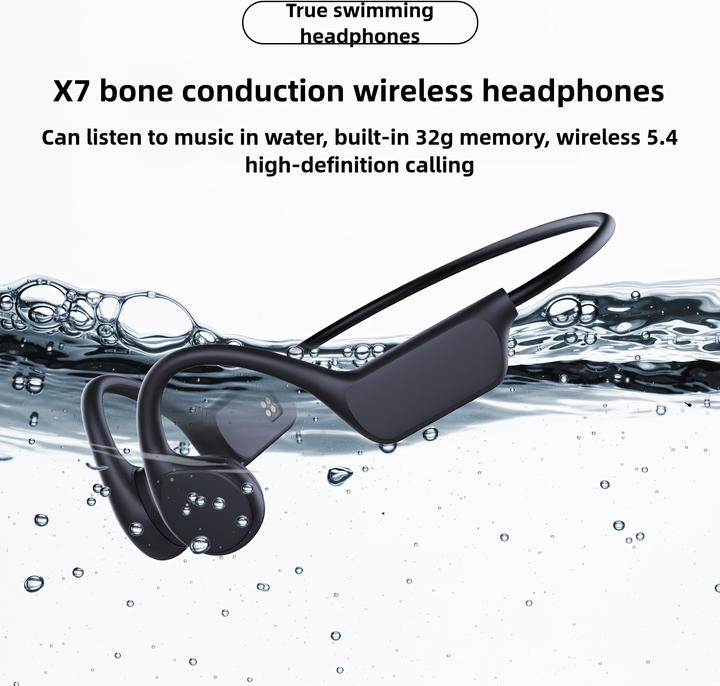 Produktbild PhoneLook Bluetooth 5.4 Wasserdichte kabellose Knochenleitungs-Kopfhörer für Sport und Schwimmen mit 32 GB int (Kabellos)