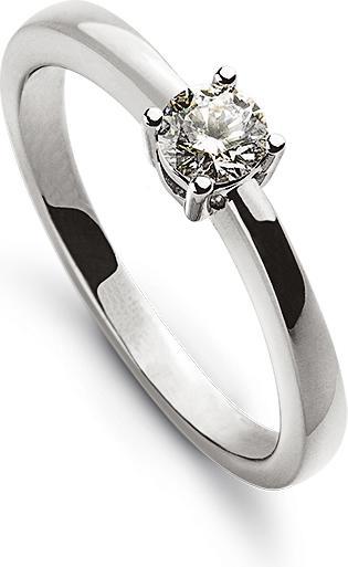Produktbild Muau Solitaire ring 4-handle setting white gold 750, brilliant 0.15ct. (54, 950 Platin)