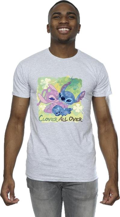 Actual product image Disney Mens Lilo And Stitch St Patrick's Day Clover T-Shirt (S)