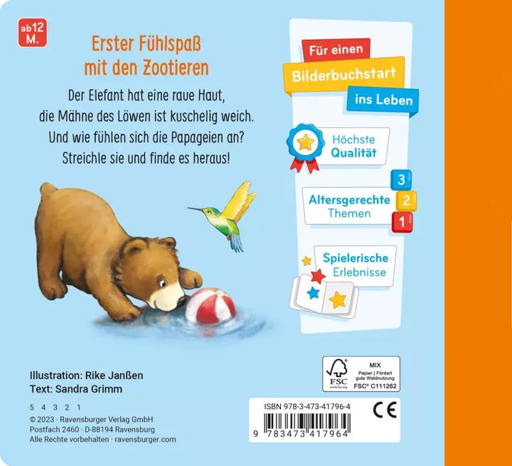 Image du produit Ravensburger Mon premier livre à toucher : Mes animaux du zoo (Allemand)