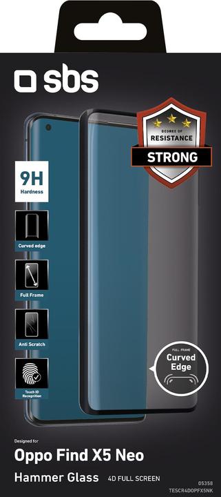 Image du produit SBS 4D Full Glass screen protector for Oppo Find X5 (1 pièce(s), Oppo Find X5)