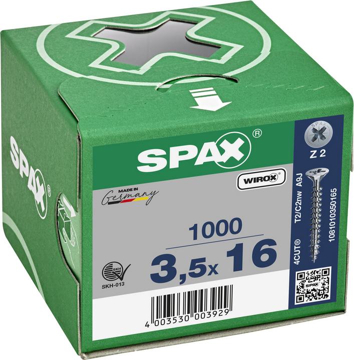 Image du produit Spax Vis pour panneaux d'aggloméré SK PZ2 3,5x16 mm (1000 Vis par pièce)