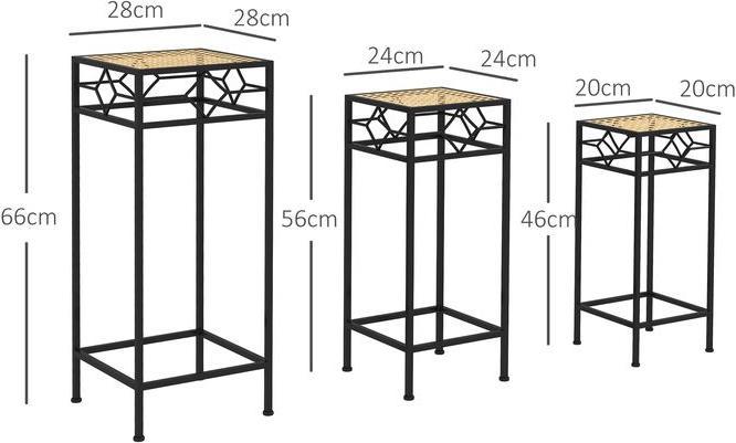 Immagine prodotto Swisshandel24 Supporto per piante a 3 pezzi Sgabello impilabile per fiori Portavaso con aspetto in rattan