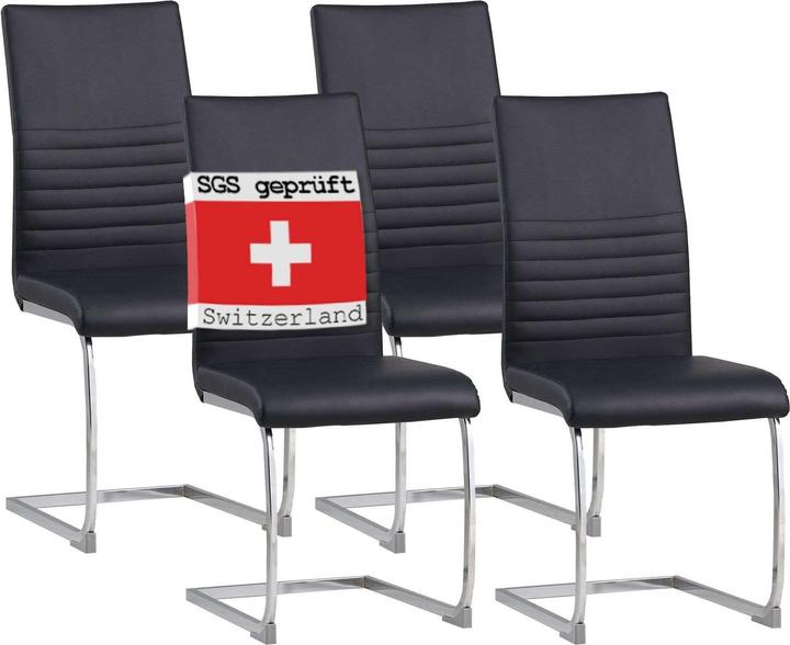 Albatros International ALBATROS Freischwinger Stuhl BURANO 4er Set, Schwarz - Esszimmerstuhl Schwingstuhl mit Modernem Desi