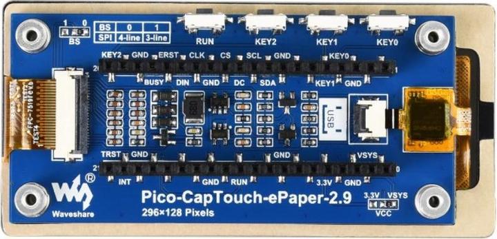 Produktbild WaveShare 2.9inch E-Ink Touch Display für Raspberry Pi Pico (B)