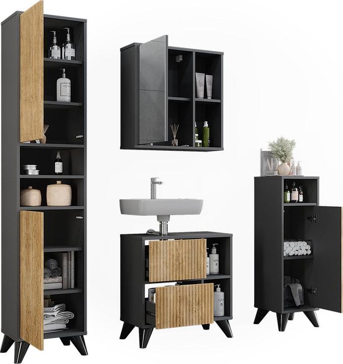 Produktbild Vichy Badmöbel-Set Leano, Anthrazit/Bergeiche, Set 4