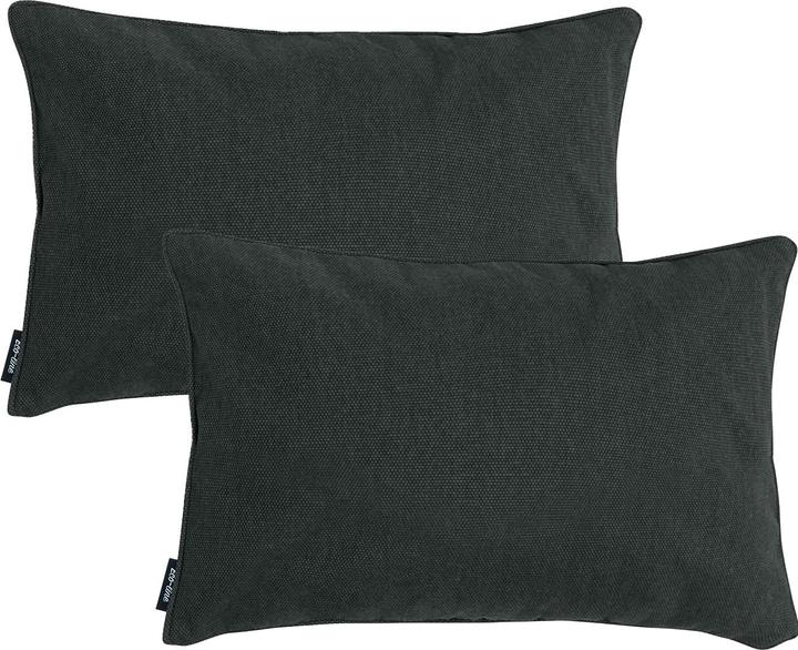 Immagine prodotto Madison 2er-Set Deko-Kissen wasserabwesend, bequemes Outdoorkissen, dunkel grau, 50 x 30 x 10 cm (50 x 30 x 10 cm)