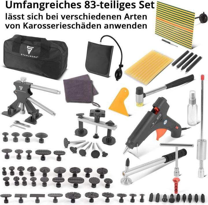 Produktbild Stahlwerk Dellen-Reparatur-Set 83-teiliges Kfz Smart Repair Ausbeul-Set
