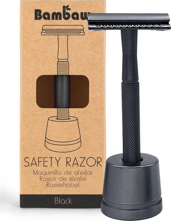 Produktbild Bam Baw Sicherheits-Rasierer mit Stand Metall schwarz