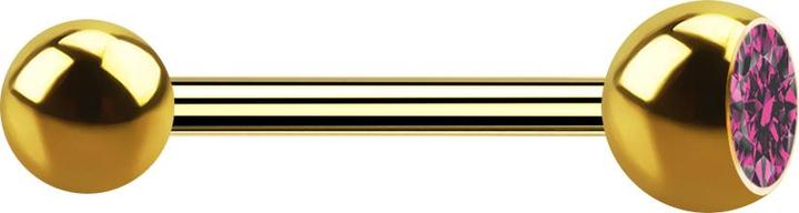 Immagine prodotto Star Piercing Barbell vergoldet mit Kugel und Kugel Kristall pink (senza ottone, Acciaio chirurgico 316L)