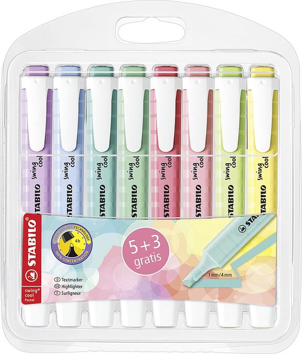 Productafbeelding STABILO Markeerstiftetui 5+3ST Swing Cool assorti (Veelkleurig, 5 mm, 1 x)