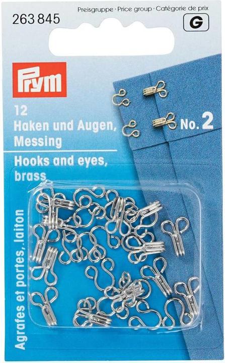 Produktbild Prym Federhaken und augen, silber Nr. 3, Karte 12 Stk.