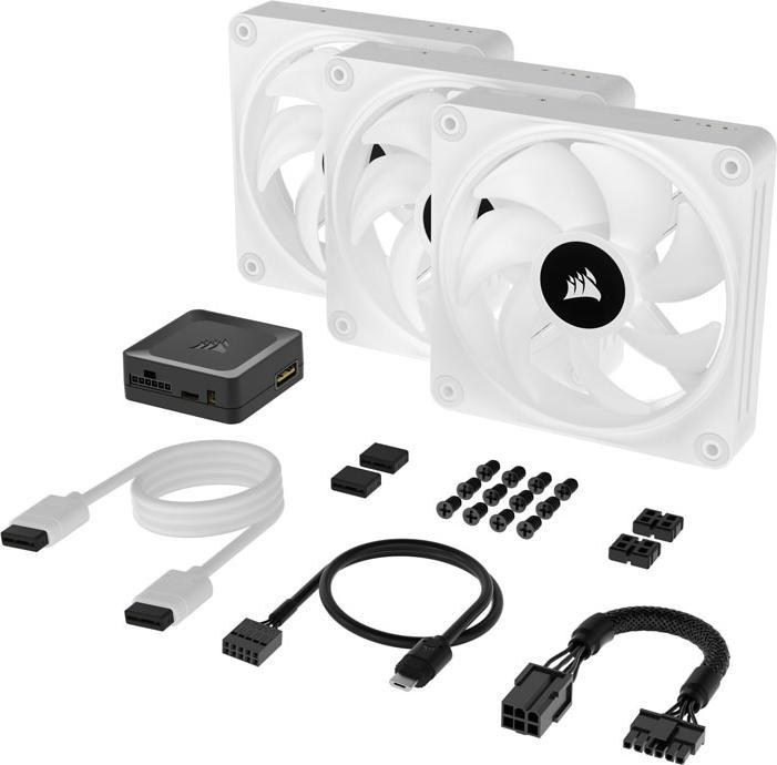 Actual product image Corsair iCUE LINK QX120 RGB 120 mm PWM fan (white, starter kit) (120 mm, 3 x)