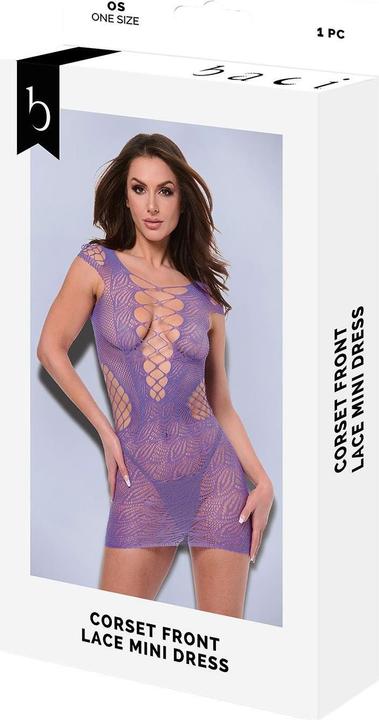 Produktbild Baci XGEN Corset Front Lace Mini Dress - Purple (One Size UK 2-14) - Elegant and Enchanting Lace Mini Dre (One Size)
