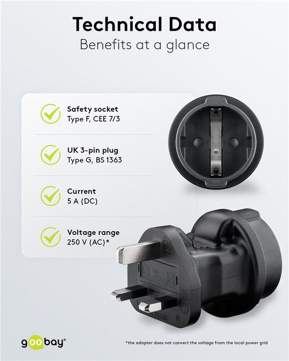 Image du produit Goobay Adaptateur secteur Prise de terre