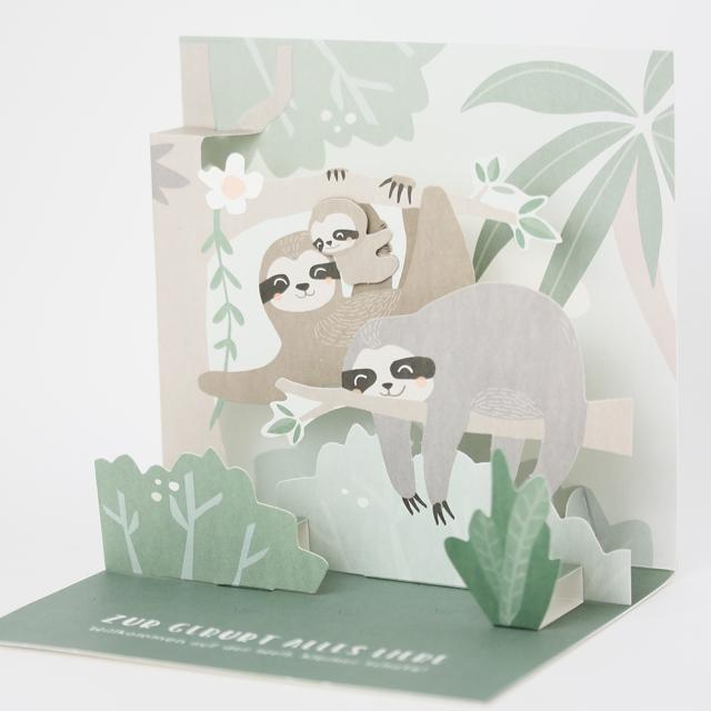 Produktbild Pop-Up Karte - Zur Geburt Faultier (1 Stk.)