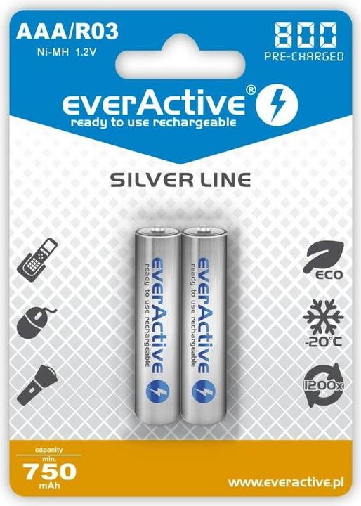 Produktbild Everactive Rechargeable batteries Ni-MH R03 AAA 800 mAh Silver Line - Batterie - Micro (AAA (2 Stk., AAA, 800 mAh)