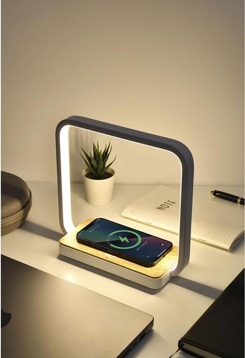Immagine prodotto Wilit Set di 2 stazioni di ricarica wireless Qi, lampada da comodino a LED, 5 watt