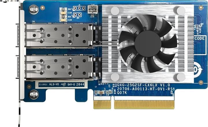 Actual product image QNAP Dual-port SFP28, 25GbE, network expansion card, low-profile form factor, PCIe Gen4 x8