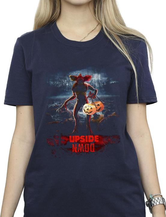 Actual product image Netflix Womens/Ladies Stranger Things Pumpkin Upside Down Cotton Boyfriend T-Shirt (XXL)
