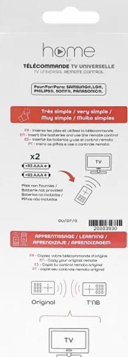 Etichetta energetica T'nB Telecomando universale Facile (Telecomando universale, Infrarossi)