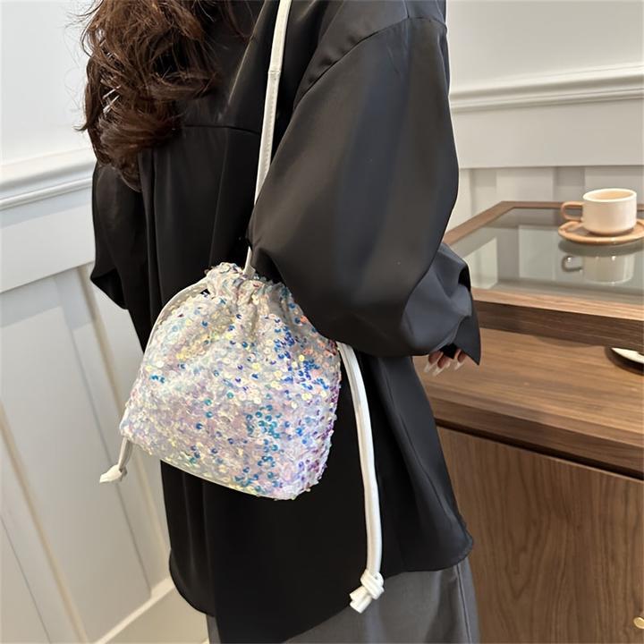 Immagine prodotto Only-Bags.Store Borsa a secchiello leggera con scintille colorate e paillettes, stile pendolare alla moda.