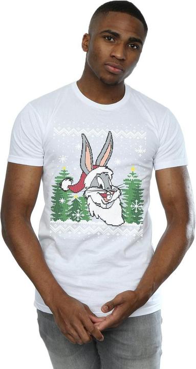 Actual product image Looney Tunes Mens Bugs Bunny Christmas Fair Isle T-Shirt (XL)