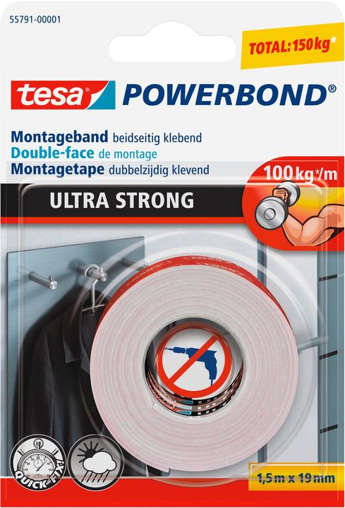 Produktbild tesa Powerbond ULTRA STRONG doppelseitiges Montageband (19 mm)