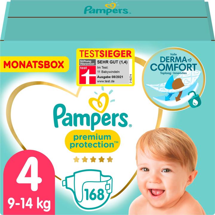 Pampers Protection premium (Taille 4, Pack mensuel, 168 pièce(s))