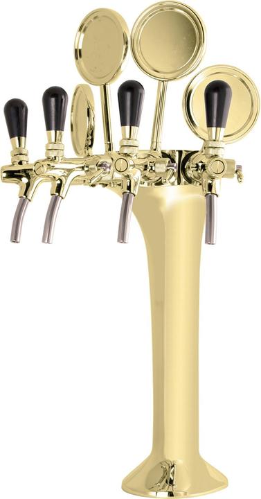 Ich-zapfe Komplett Set - Schanksäule, Bierzapfsäule Gold 4-leitig, elegant