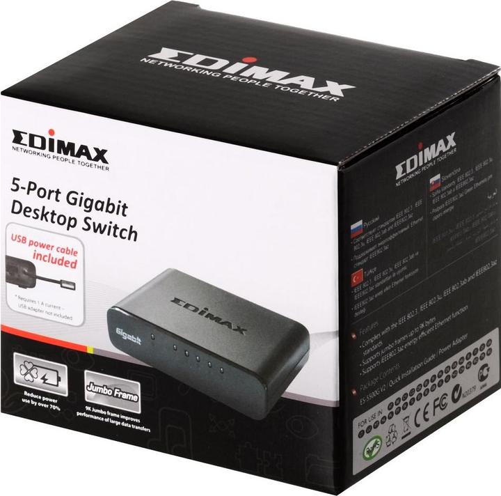 Productafbeelding edimax ES-5500G V3: 5-poorts schakelaar, 1Gbps (5 Havens)