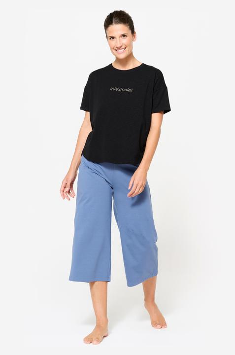 Actual product image Kimjaly Yoga Caprihose Damen hoher Bund - kometenblau (XS)