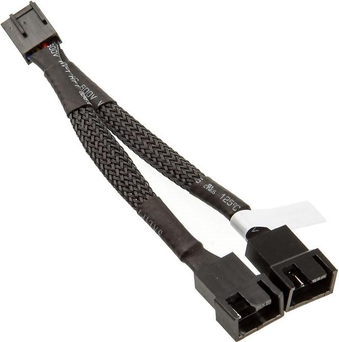 Actual product image Akasa PWM Y Cable sleeved