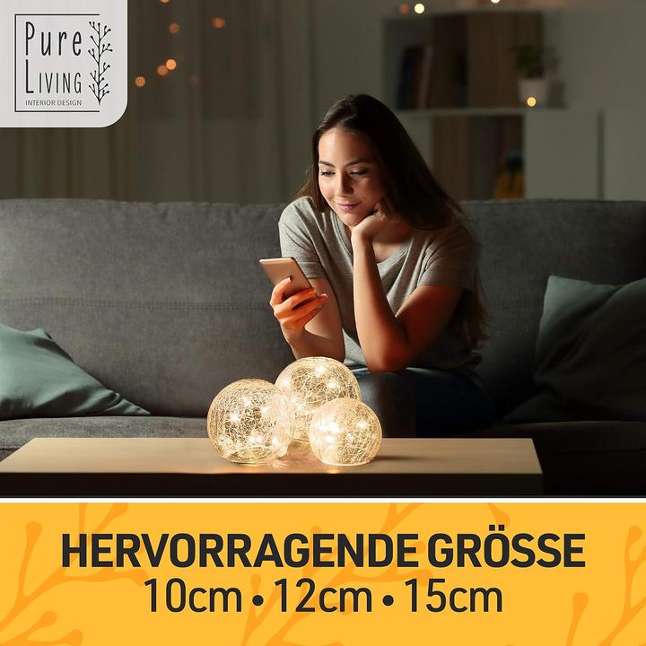Produktbild Pure Living Interior Design LED Glaskugeln 3er Set