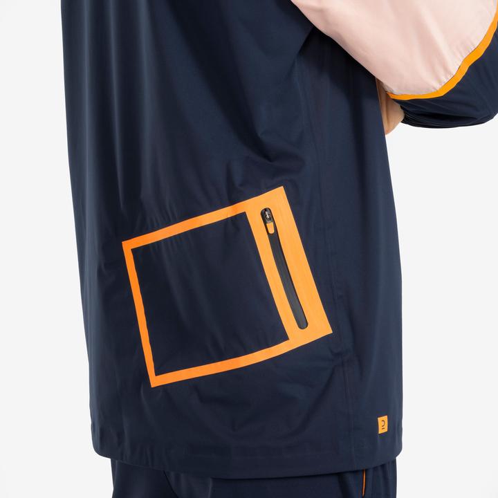 Produktbild Kipsta Damen/Herren Fussball Regenjacke - CLR marineblau/orange (L)