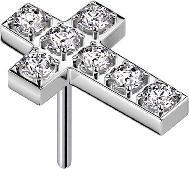 Produktbild Star Piercing Threadless silber Kreuz Kristalle silber (Chirurgenstahl 316L)